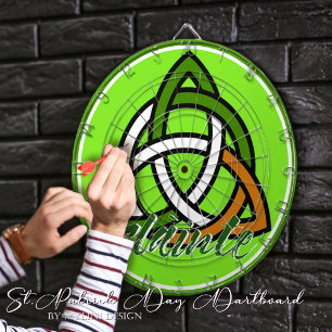 Slainte St. Patrick's Day Celtic Triquetra Irish Dartboard With Darts