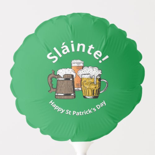 Slinte ST PATRICKS DAY Cheers Beers Cartoon Balloon