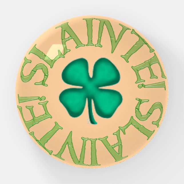 Slainte tan glass dome paperweight (Front)