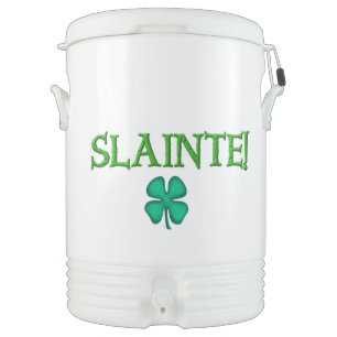 Slainte! w clover green and white cooler 10 gallon