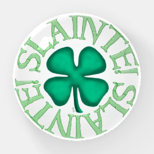 Slainte white glass dome paperweight
