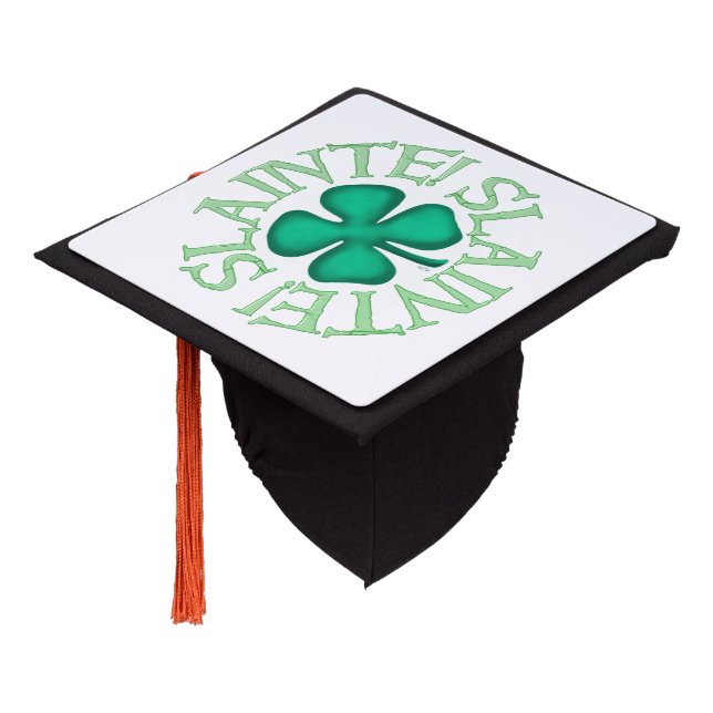 Slainte white graduation cap (Angled)