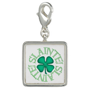 Slainte white silver square charm