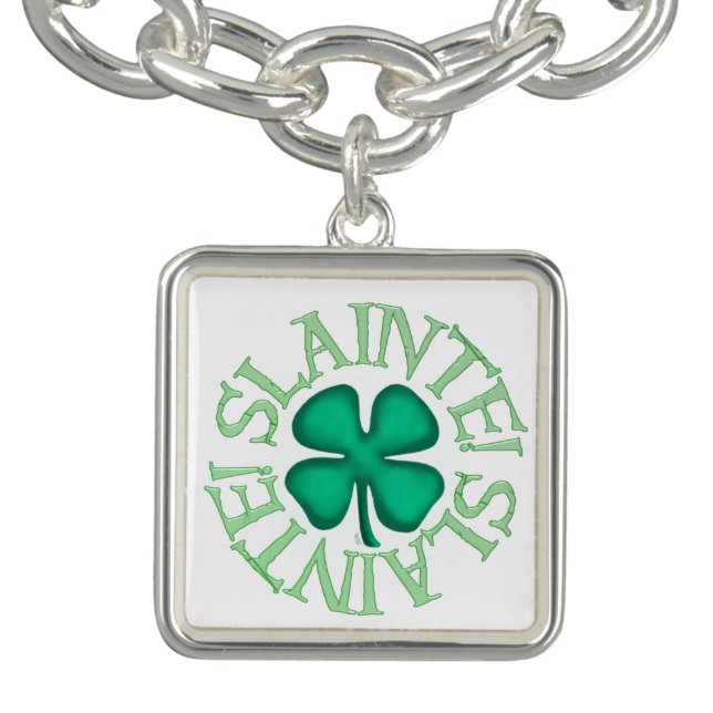 Slainte white silver square charm bracelet (Design)