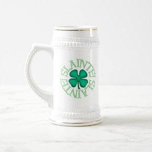 Slainte white stein w gold trim