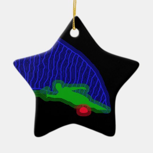 Slalom Water Skier Neon Spray Ceramic Ornament