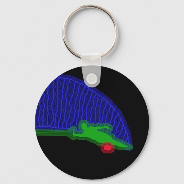 Slalom Water Skier Neon Spray Keychain (Front)