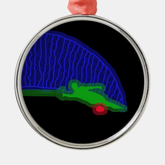 Slalom Water Skier Neon Spray Metal Ornament (Front)