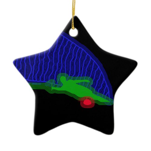 Slalom Water Skier Spray Ceramic Ornament