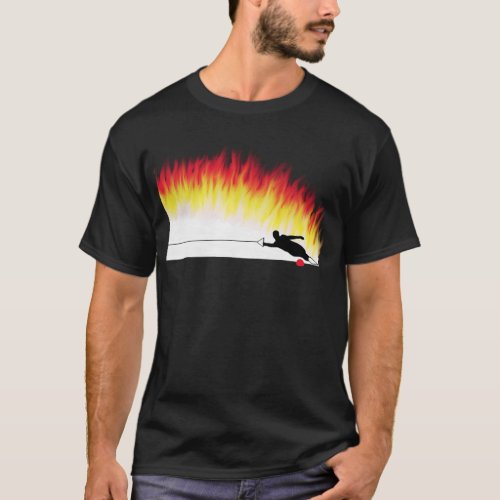 Slalom Water Skier With Flames T_Shirt