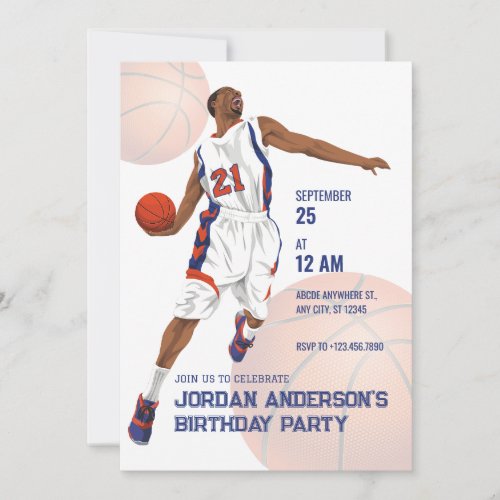 Slam dunk basketball birthday invitation