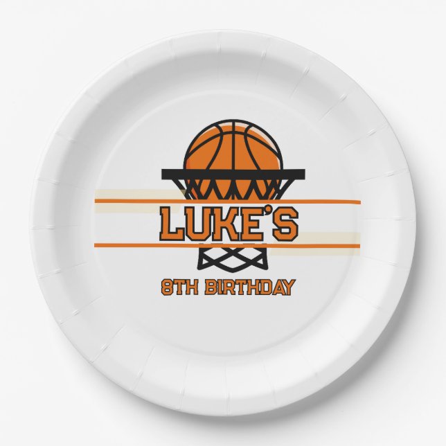Slam Dunk Basketball Birthday Paper Cup Plates (Front)
