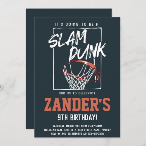 Slam Dunk Basketball Birthday Party Any Age Invitation