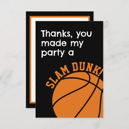 Slam Dunk Basketball Birthday Party  Thank You Card