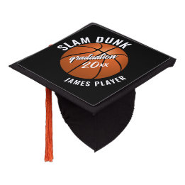 SLAM DUNK, BASKETBALL PERSONALIZED NAME & YEAR GRADUATION CAP TOPPER