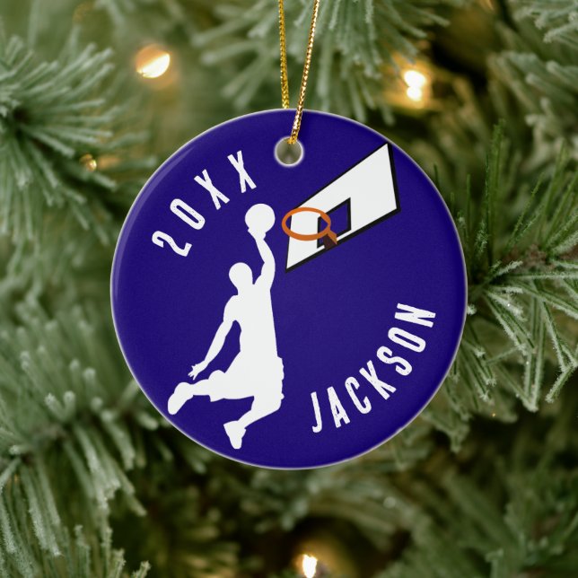 Slam Dunk! Basketball Player Christmas Ceramic Ornament (Tree)