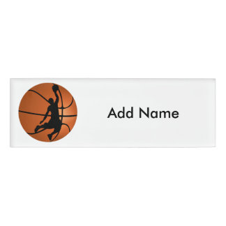 Slam Dunk Basketball Player on Basketball Name Tag
