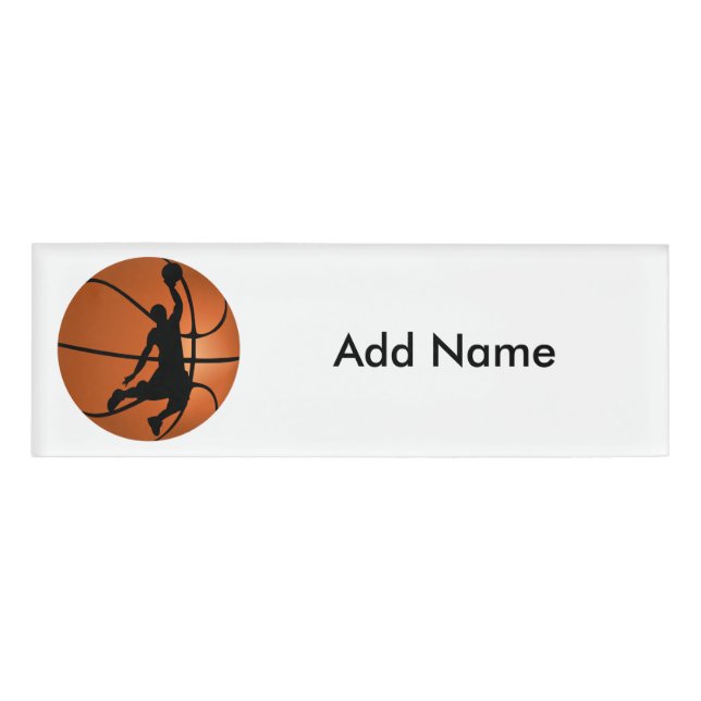 Slam Dunk Basketball Player on Basketball Name Tag (Front)