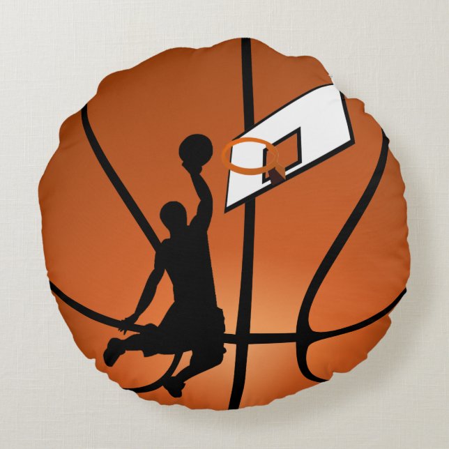 Slam Dunk Basketball Player Sports Round Pillow (Back)
