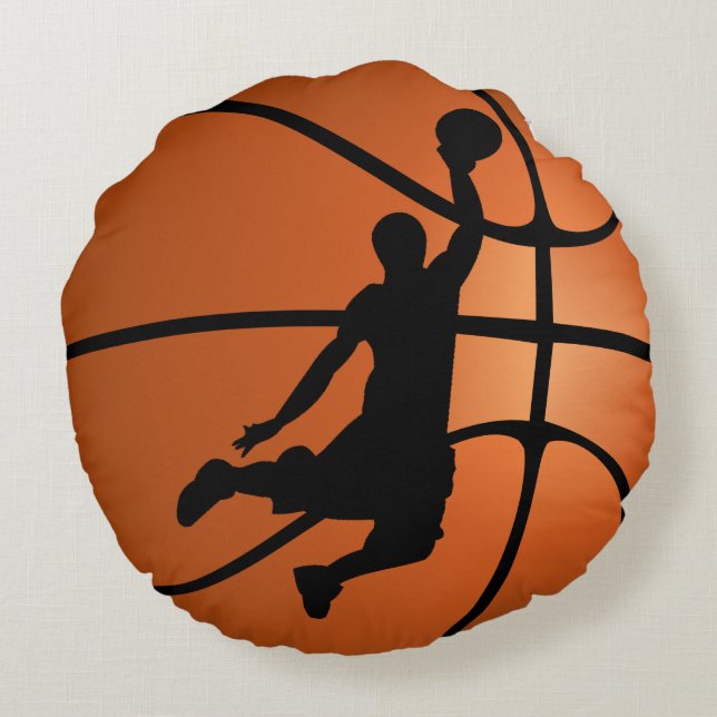 Slam Dunk Basketball Player Sports Round Pillow (Back)