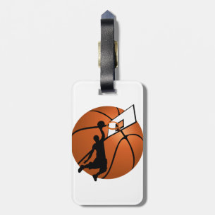 Slam Dunk Basketball Player w/Hoop on Ball Bag Tag