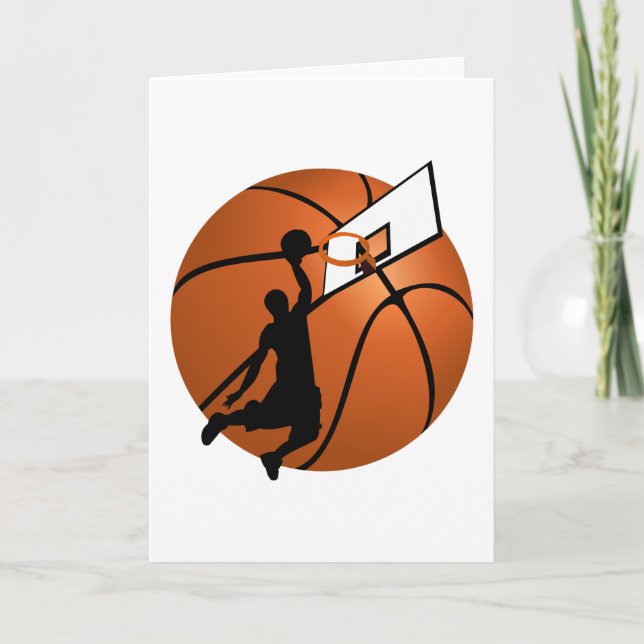 Slam Dunk Basketball Player w/Hoop on Ball Card (Front)