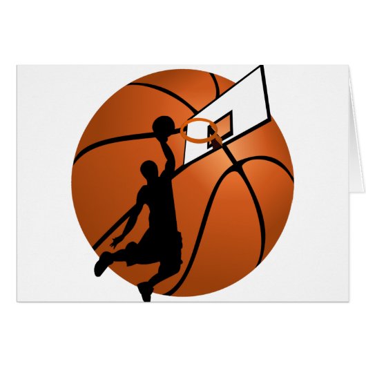Slam Dunk Basketball Player w/Hoop on Ball Cards (Front Horizontal)