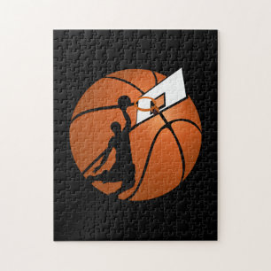 Slam Dunk Basketball Player w/Hoop on Ball Jigsaw Puzzle
