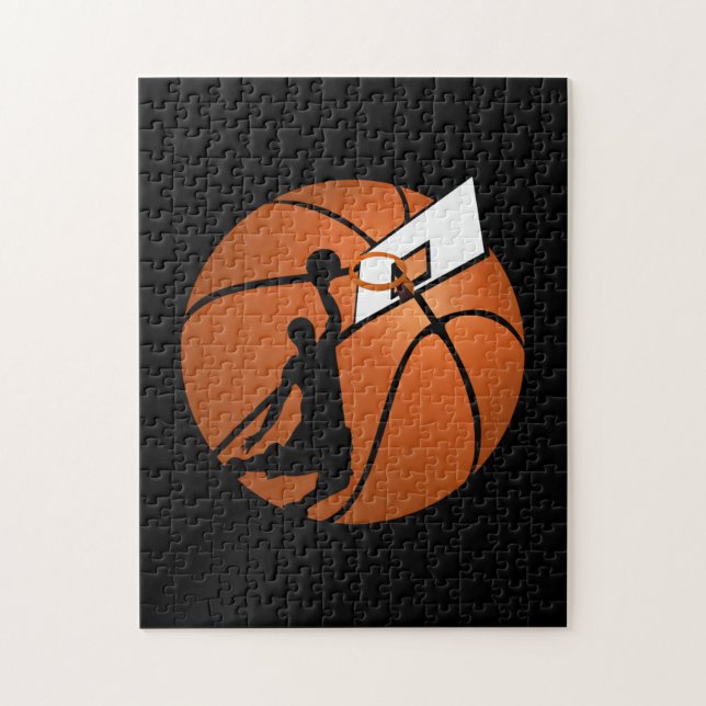 Slam Dunk Basketball Player w/Hoop on Ball Jigsaw Puzzle (Vertical)