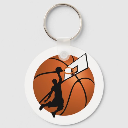 Slam Dunk Basketball Player wHoop on Ball Keychain