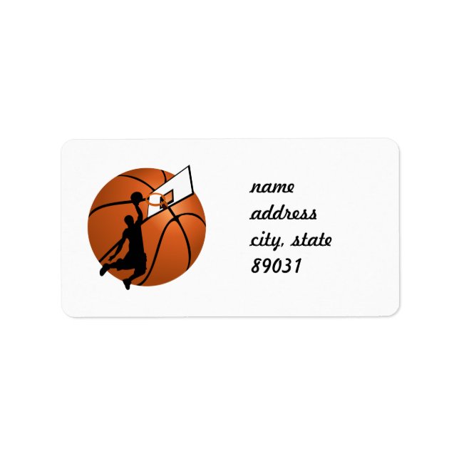 Slam Dunk Basketball Player w/Hoop on Ball Label (Front)