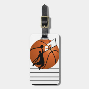Slam Dunk Basketball Player w/Hoop on Ball Luggage Tag