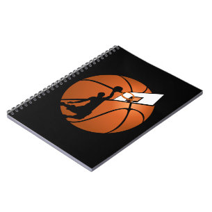 Slam Dunk Basketball Player w/Hoop on Ball Notebook