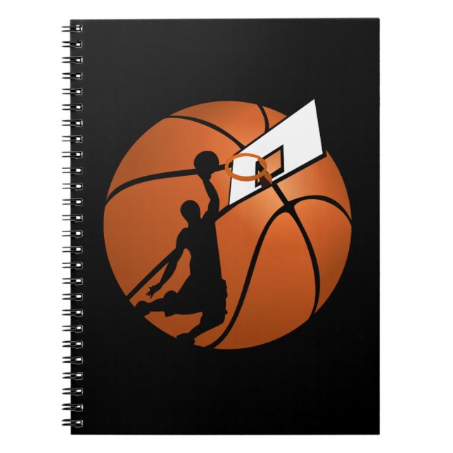 Slam Dunk Basketball Player w/Hoop on Ball Notebook (Front)