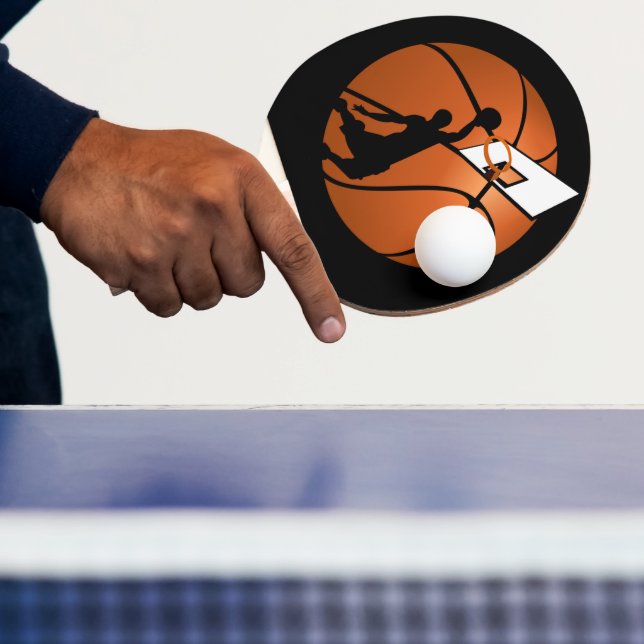 Slam Dunk Basketball Player w/Hoop on Ball Ping-Pong Paddle (Insitu)