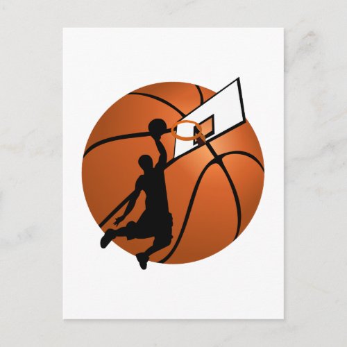 Slam Dunk Basketball Player wHoop on Ball Postcard