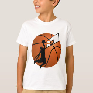 Slam Dunk Basketball Player w/Hoop on Ball T-Shirt