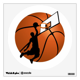 Slam Dunk Basketball Player w/Hoop on Ball Wall Sticker