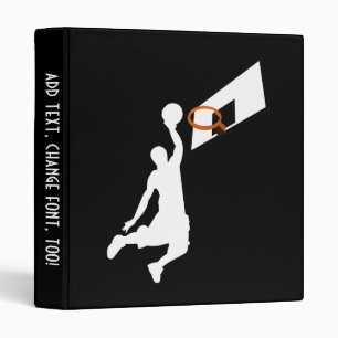 Slam Dunk Basketball Player - White Silhouette 3 Ring Binder