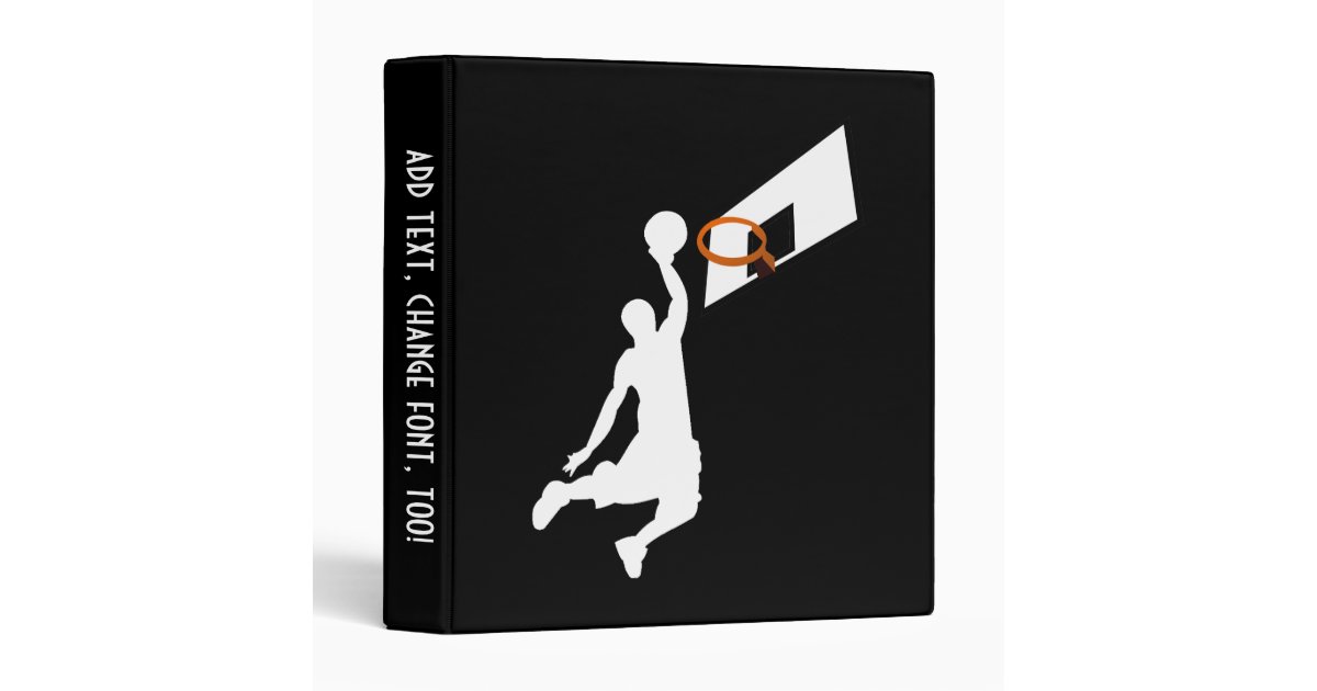 Slam Dunk Basketball Player White Silhouette 3 Ring Binder