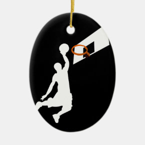 Slam Dunk Basketball Player - White Silhouette Ceramic Ornament