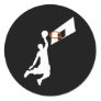 Slam Dunk Basketball Player - White Silhouette Classic Round Sticker