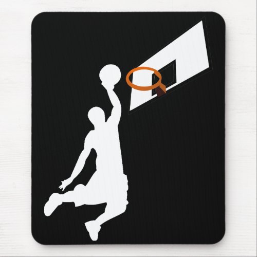 Slam Dunk Basketball Player _ White Silhouette Mouse Pad