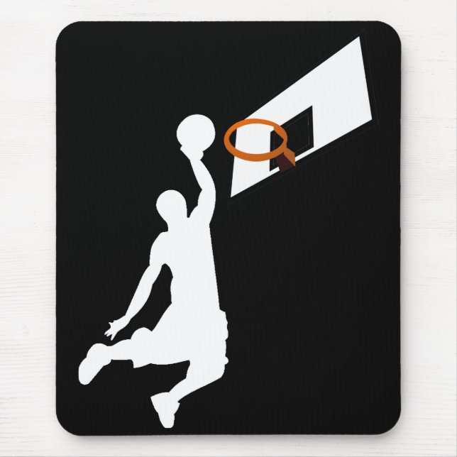 Slam Dunk Basketball Player - White Silhouette Mouse Pad (Front)