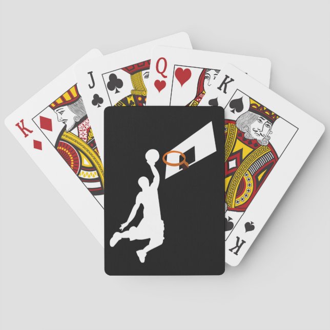 Slam Dunk Basketball Player - White Silhouette Poker Cards (Back)