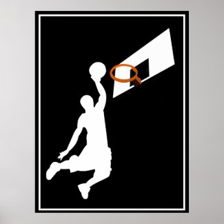 Slam Dunk Basketball Player - White Silhouette Poster