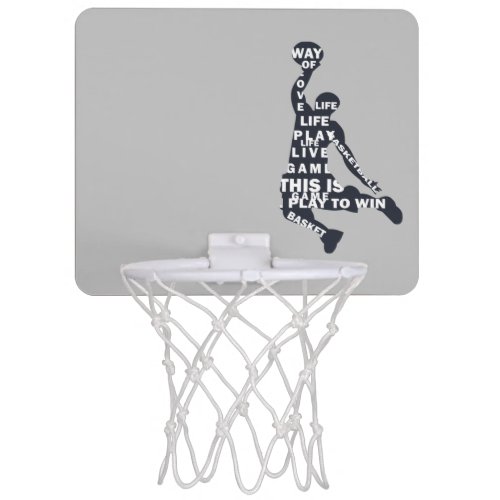 Slam dunk basketball player with full body text mini basketball hoop