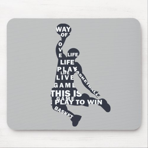 Slam dunk basketball player with full body text mouse pad