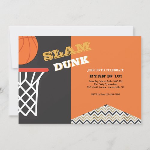 Slam Dunk Birthday Party Invitation