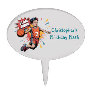 Slam Dunk Boy Birthday Bash Cake Topper